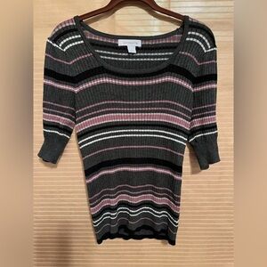 LIZ CLAIBORNE~ SWEATER/ BLOUSE/STRIPES~ SM